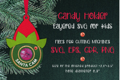 Santa Cam Elf - Christmas Candy Holder SVG