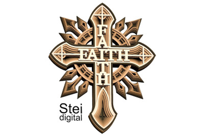 3d Faith cross SVG, DXF cut file, 3d layered faith Cross svg.