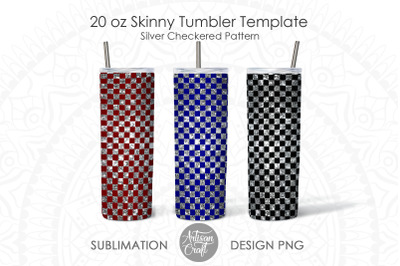 Tumbler designs for sublimation with checkered pattern