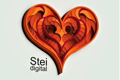 3d layered Heart SVG, DXF cut files. Valentine day svg.