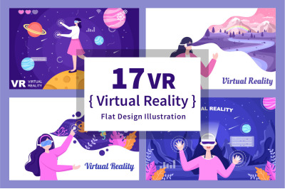 17 VR Glasses Virtual Reality Vector Illustration