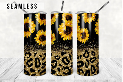 Sunflowers Sublimation Tumbler Designs, Glitter Leopard 20oz Skinny