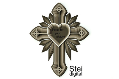 In memory cross SVG, DXF cut files, 3d layered Cross svg.