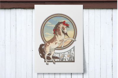 Poster Beautiful Horse Art-Deco Style