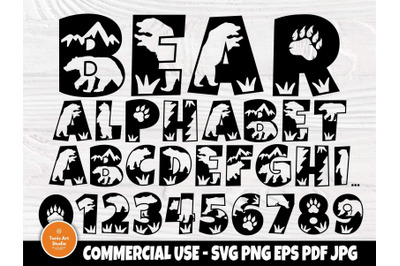 Bear Font SVG, Alphabet Clipart, Monogram Letters