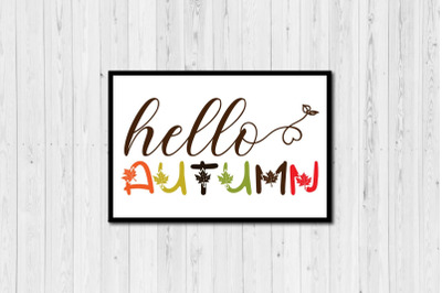 Hello autumn sign SVG, Fall sign SVG