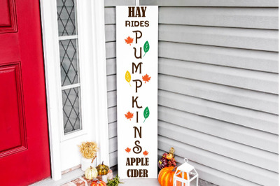Hay rides pumpkins apple cider SVG, fall vertical sign svg