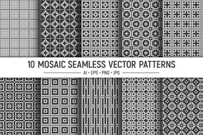 10 mosaic tiles seamless patterns