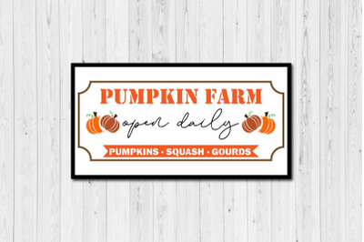 Pumpkin farm open daily sign svg, fall vertical porch sign