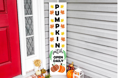 Pumpkin patch open daily svg, fall vertical porch sign svg