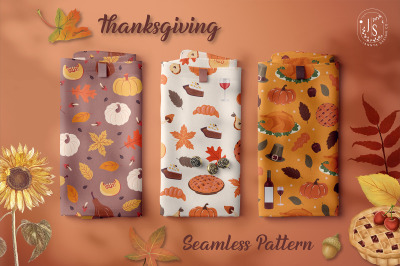 Autumn Thanksgiving Seamless Patterns