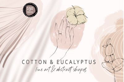 Cotton &amp; eucalyptus abstract art -shapes and line art