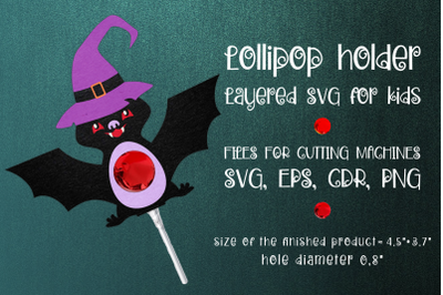 Halloween Bat Lollipop Holder Template SVG