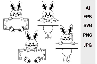 Cute bunnies&2C; holiday decor&2C; SVG monogram
