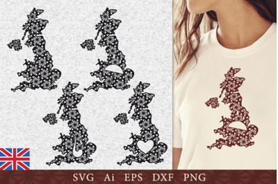 Silhouette of Great Britain with a pattern. SVG