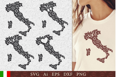 Silhouette of Italy with pattern. SVG