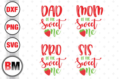 Sweet One Family Strawberry SVG, PNG, DXF Files