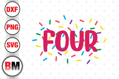 Four Birthday Donut SVG, PNG, DXF Files