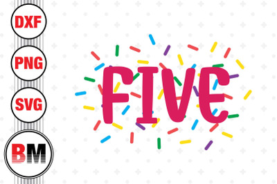 Five Birthday Donut SVG, PNG, DXF Files