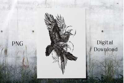 Ravens Print. Birds Poster. Digital Wall Art. Printable PNG.