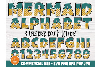 Mermaid Font SVG, Alphabet Clipart, Girl Letters
