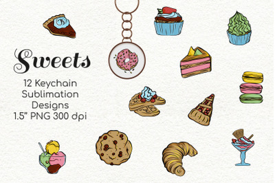 Sweet Desserts Keychain Bundle for Sublimation