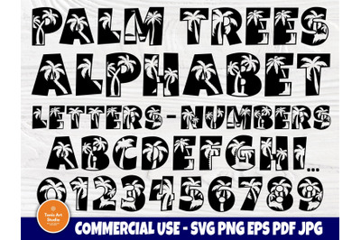 Palm Trees SVG Fonts, Beach Monogram, Alphabet Svg