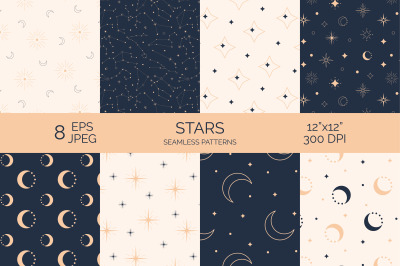 Stars seamless patterns