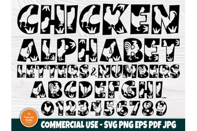 Farmhouse Font SVG, Chicken Alphabet Svg Cut Files
