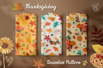 Autumn Thanksgiving Seamless Patterns