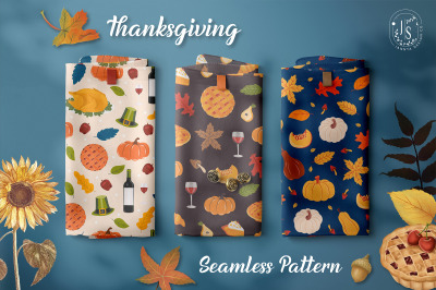 Autumn Thanksgiving Seamless Patterns