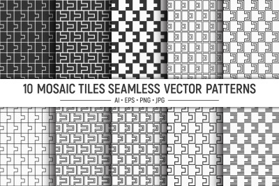 10 seamless geometric tiles patterns