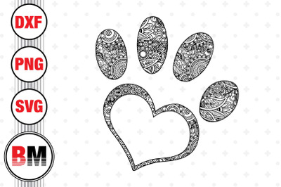 Heart Paw Mandala SVG&2C; PNG&2C; DXF Files