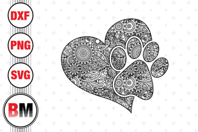 Heart Paw Mandala SVG&2C; PNG&2C; DXF Files