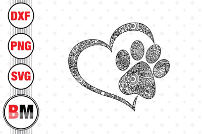 Heart Paw Mandala SVG&2C; PNG&2C; DXF Files