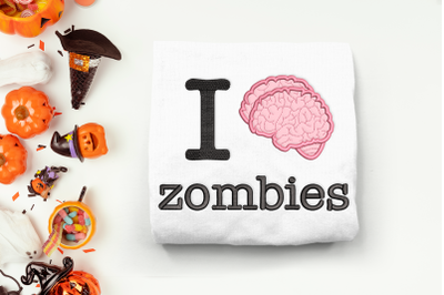 I Brain Zombies | Applique Embroidery