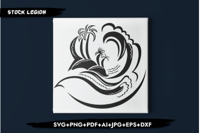 Waves Palm Tree SVG