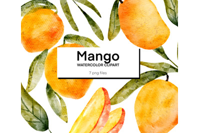 Watercolor mango clipart