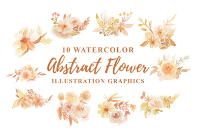 10 Watercolor Abstract Floral Illustration Graphics
