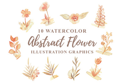 10 Watercolor Abstract Flower Illustration Graphics