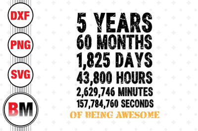 5th Birthday Countdown SVG, PNG, DXF Files