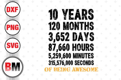 10th Birthday Countdown SVG, PNG, DXF Files
