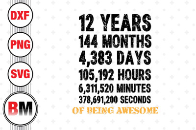 12th Birthday Countdown SVG, PNG, DXF Files