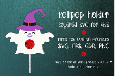 Halloween Ghost Lollipop Holder Template SVG