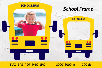 School Frame. School Bus SVG. Photo Frame. Print Holder SVG.