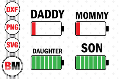 Family Battery SVG, PNG, DXF Files