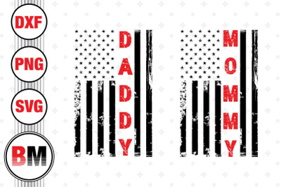 Mommy, Daddy US Flag SVG, PNG, DXF Files