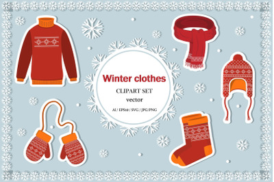 A set of winter clothes clipart