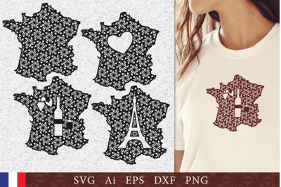 Silhouette of France with a pattern. SVG