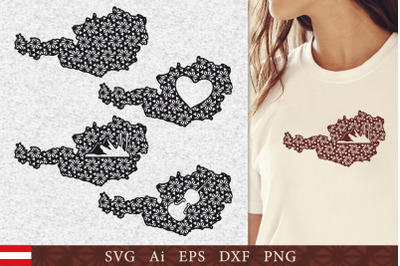 Silhouette of Austria with pattern. SVG